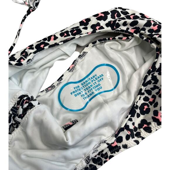 Mumu Mermaid leopard print lace up chest halter one piece swimsuit small NWOT - Picture 4 of 5